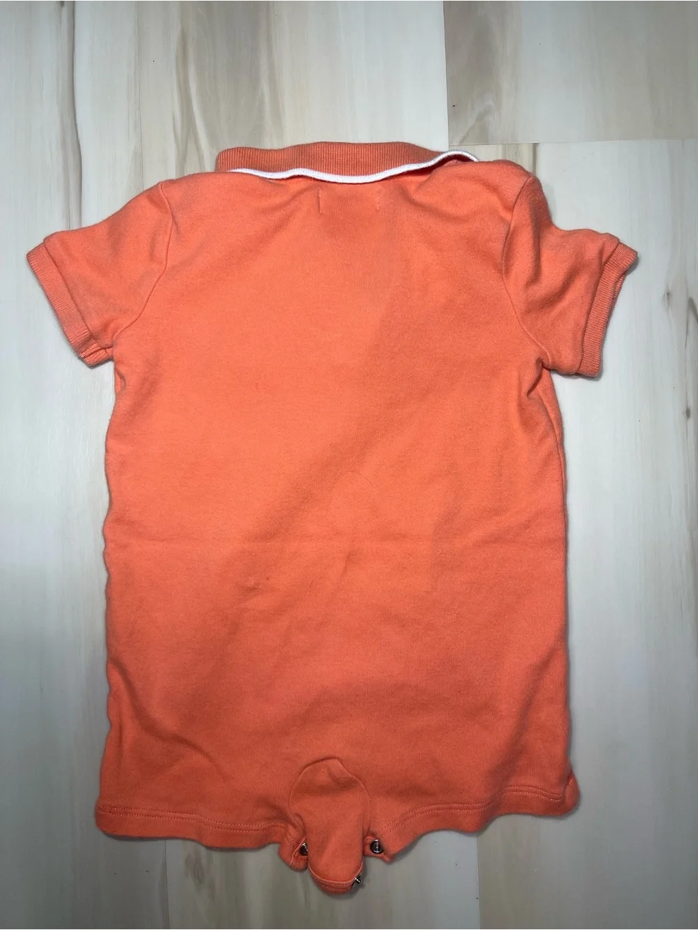 Ralph Lauren Orange Short Sleeve Pony Logo Polo Romper One Piece Baby Size 9M